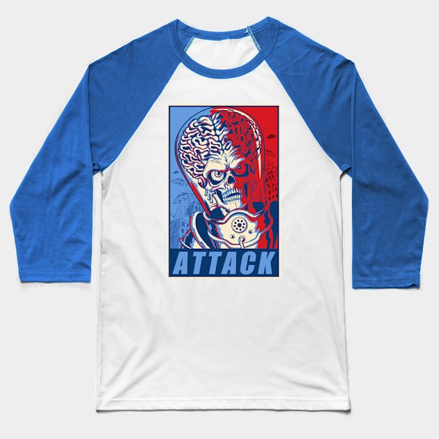 Attack! Blue & Red Baseball T-Shirt by ccourts86